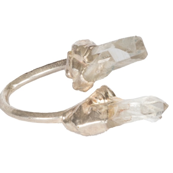 New! Raw Gemstone Crystal Quartz Infinity Ring - Picture 2 of 3